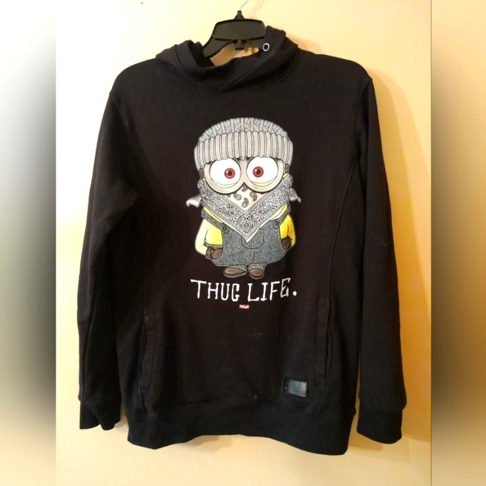 Unisex Minion Thug Life Black Hoodie